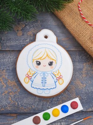 Пряничный набор - раскраска, елочная игрушка, изображение Девочка